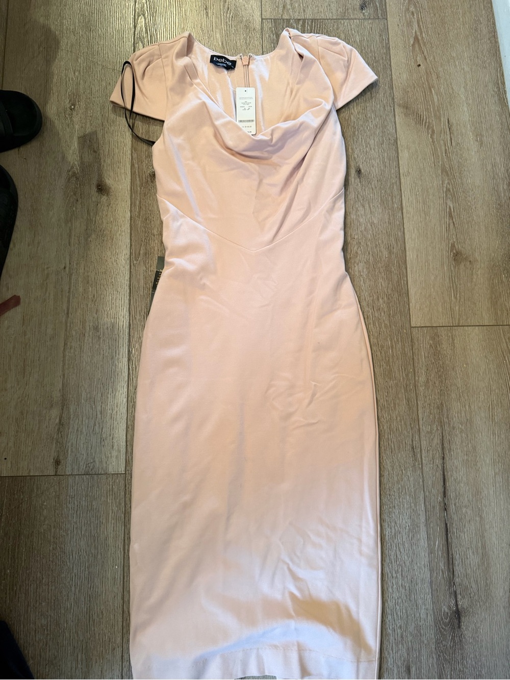 BEBÉ Pale Pink Cowl Neck Midi Dress